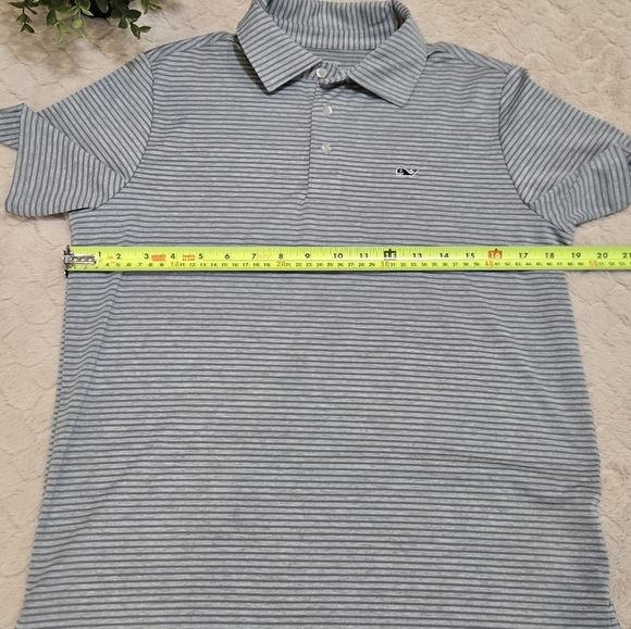 Vineyard Vines Sankaty Gray Striped Boys Polo, Size L - 16 - Picture 3 of 6